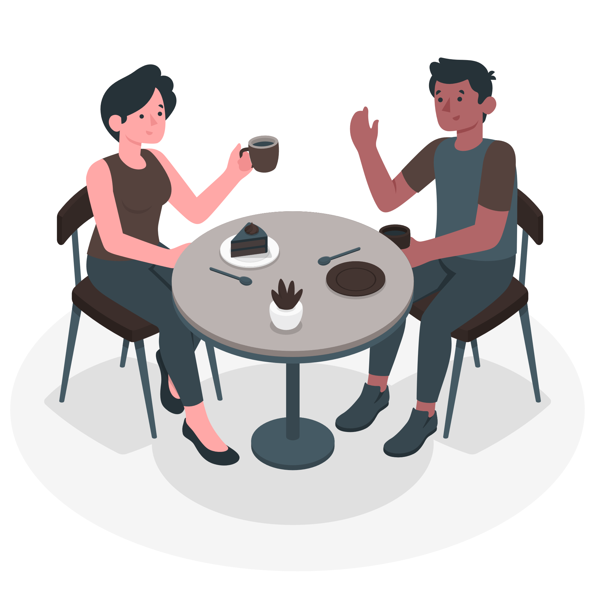 Two people having a coffee together